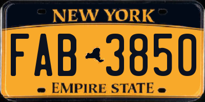 NY license plate FAB3850