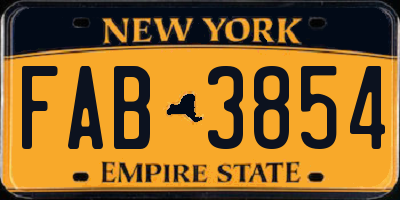 NY license plate FAB3854