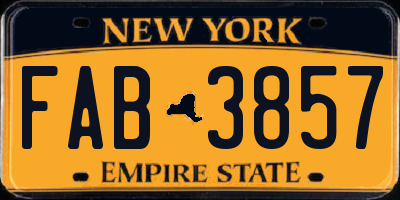 NY license plate FAB3857