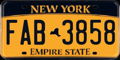 NY license plate FAB3858