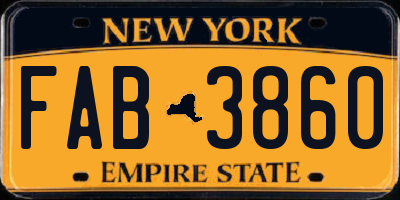 NY license plate FAB3860