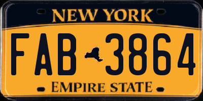 NY license plate FAB3864