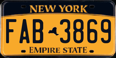 NY license plate FAB3869
