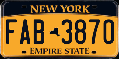 NY license plate FAB3870