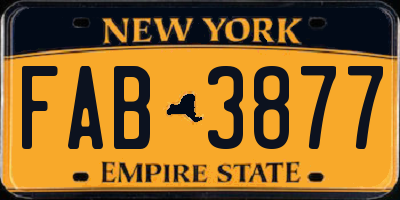 NY license plate FAB3877