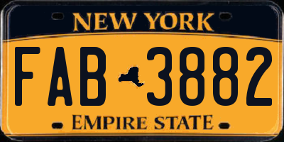 NY license plate FAB3882