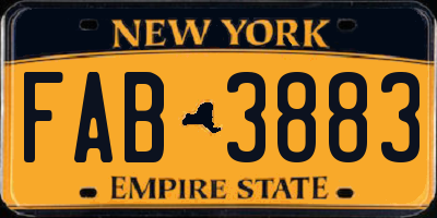 NY license plate FAB3883