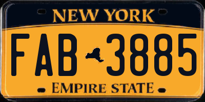 NY license plate FAB3885