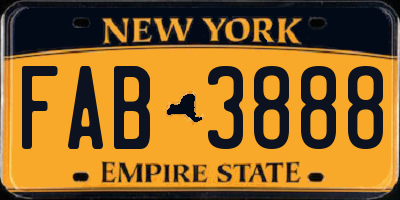 NY license plate FAB3888