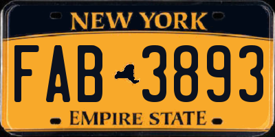 NY license plate FAB3893
