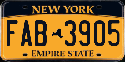 NY license plate FAB3905