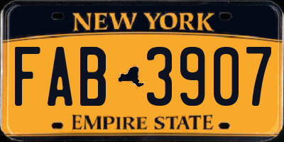 NY license plate FAB3907