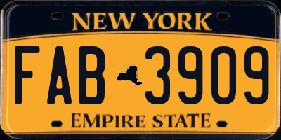NY license plate FAB3909