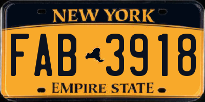 NY license plate FAB3918