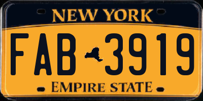NY license plate FAB3919