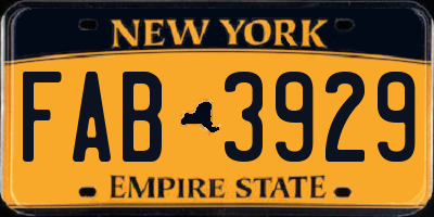 NY license plate FAB3929