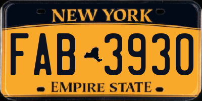 NY license plate FAB3930