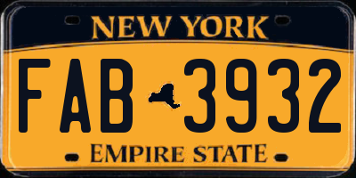 NY license plate FAB3932