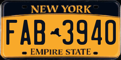 NY license plate FAB3940