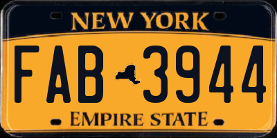 NY license plate FAB3944