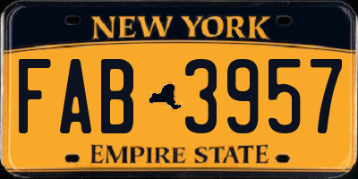 NY license plate FAB3957