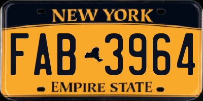 NY license plate FAB3964