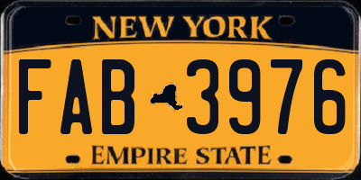 NY license plate FAB3976