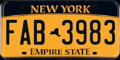 NY license plate FAB3983