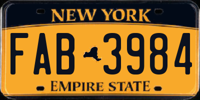 NY license plate FAB3984