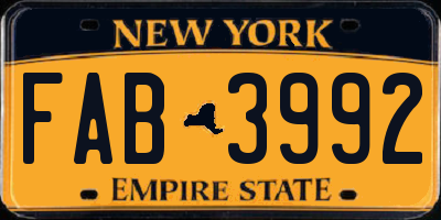 NY license plate FAB3992