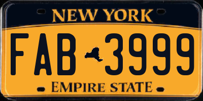 NY license plate FAB3999
