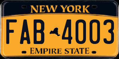 NY license plate FAB4003
