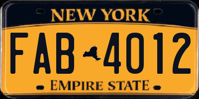 NY license plate FAB4012