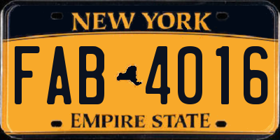 NY license plate FAB4016