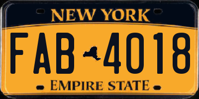 NY license plate FAB4018