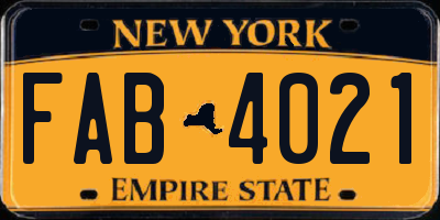 NY license plate FAB4021