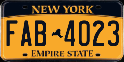 NY license plate FAB4023