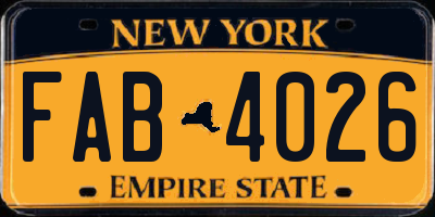 NY license plate FAB4026