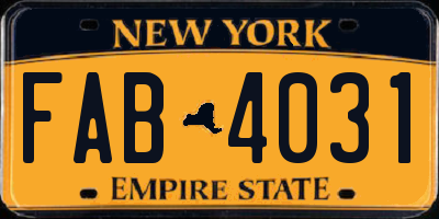 NY license plate FAB4031