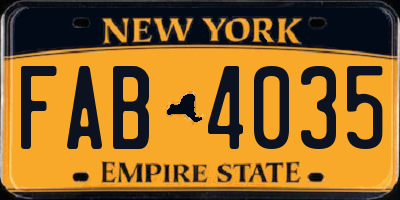 NY license plate FAB4035