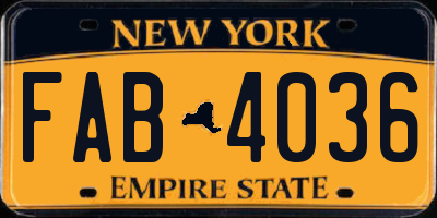 NY license plate FAB4036