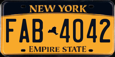 NY license plate FAB4042