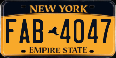 NY license plate FAB4047