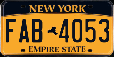 NY license plate FAB4053