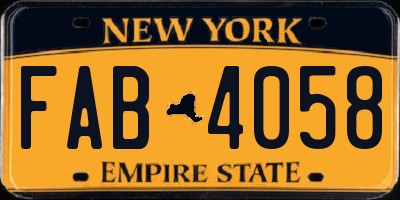 NY license plate FAB4058