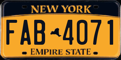 NY license plate FAB4071