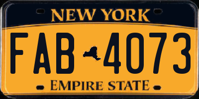 NY license plate FAB4073