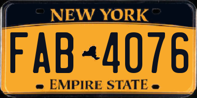 NY license plate FAB4076