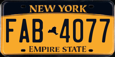 NY license plate FAB4077