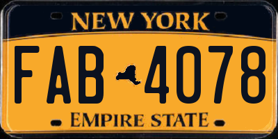NY license plate FAB4078